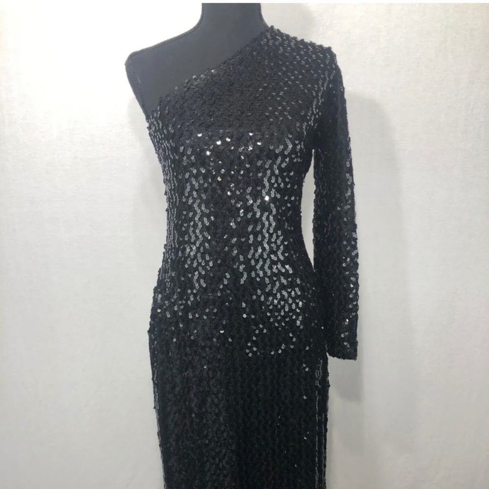 CLIMAX by KAREN OKADA for DAVID HOWARD Women's Long Sequin Black Dress Size 9/10